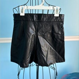 Black Faux Leather High Waisted Shorts